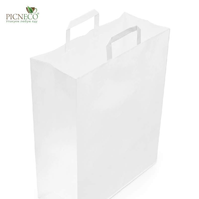 товар Бумажный крафт пакет с плоскими ручками, белый, 350*150*450 мм BPP035